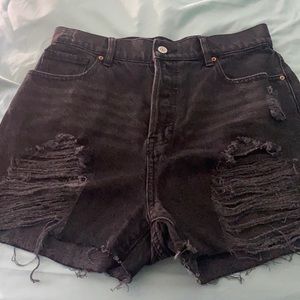 pacsun black ripped mom shorts